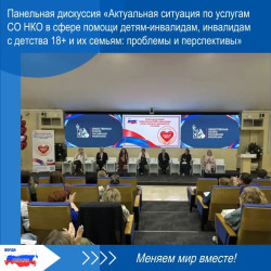 Панельная дискуссия &laquo;Актуальная ситуация по услугам СО НКО в сфере помощи детям-инвалидам, инвалидам с детства 18+ и их семьям: проблемы и перспективы&raquo;